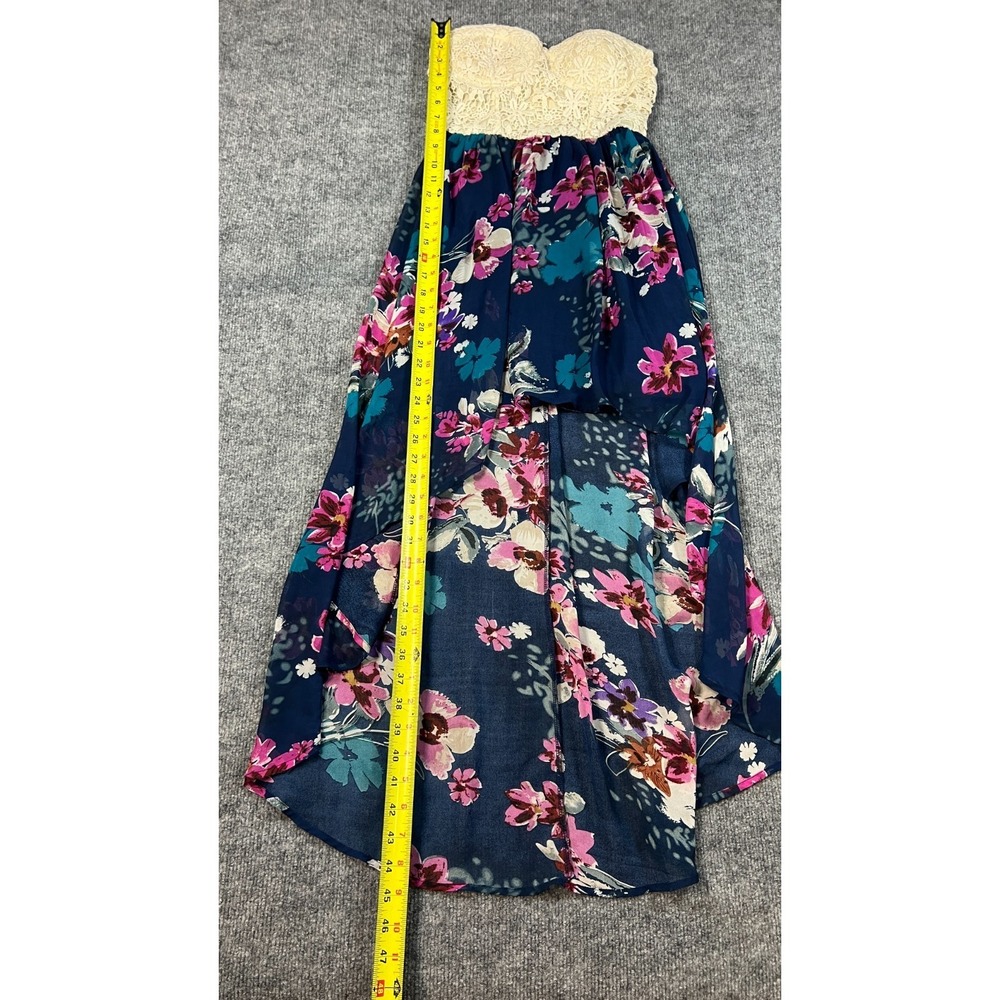 Love Culture Maxi Dress Women Small Multi Floral High Low Hem Back Zip Strapless - Picture 2 of 11